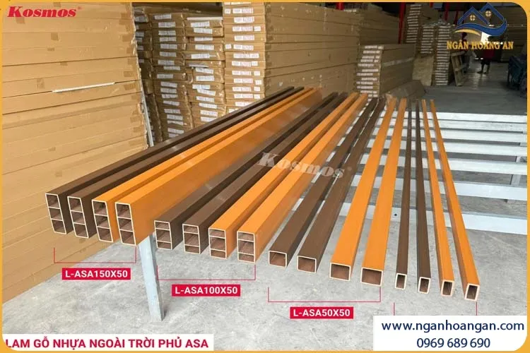 Thanh Lam Gỗ Nhựa Ngoài Trời Phủ ASA Kosmos L-ASA50X50 Golden Teak